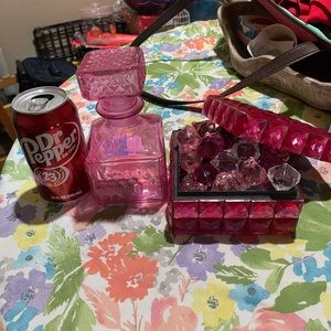 Pink glass and jewels